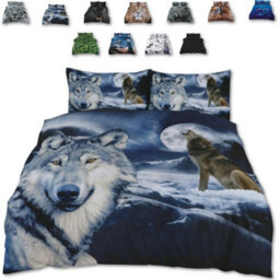 TheWhiteWater Limited Rare Wild Alpha Wolf Bed Set- 3D Animal Printed Single Beddings Duvet Cover + One Matching Pillowcase - thumbnail 1