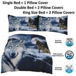 TheWhiteWater Limited Rare Wild Alpha Wolf Bed Set- 3D Animal Printed Single Beddings Duvet Cover + One Matching Pillowcase - thumbnail 6