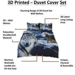TheWhiteWater Limited Rare Wild Alpha Wolf Bed Set- 3D Animal Printed Single Beddings Duvet Cover + One Matching Pillowcase - thumbnail 7