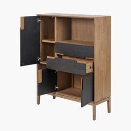 Pacific Lifestyle Black And Natural Acacia Wood Display Cabinet 3 Door 2 Drawers 2 Shelves 2 Doors - thumbnail 5