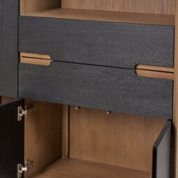 Pacific Lifestyle Black And Natural Acacia Wood Display Cabinet 3 Door 2 Drawers 2 Shelves 2 Doors - thumbnail 8