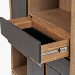 Pacific Lifestyle Black And Natural Acacia Wood Display Cabinet 3 Door 2 Drawers 2 Shelves 2 Doors - thumbnail 6