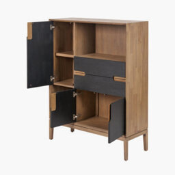 Pacific Lifestyle Black And Natural Acacia Wood Display Cabinet 3 Door 2 Drawers 2 Shelves 2 Doors - thumbnail 4