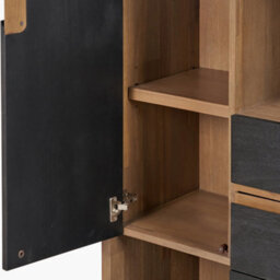 Pacific Lifestyle Black And Natural Acacia Wood Display Cabinet 3 Door 2 Drawers 2 Shelves 2 Doors - thumbnail 7