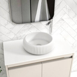 Royal Bathrooms Orion 800mm Warm Taupe Wall Hung Plain White Countertop Vanity Unit 2 Drawer With Milan Basin & Chrome Accent Trim - thumbnail 5