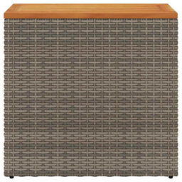 Berkfield Garden Side Table With Wooden Top Grey 58X27.5X55 Cm Poly Rattan - thumbnail 5