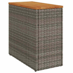 Berkfield Garden Side Table With Wooden Top Grey 58X27.5X55 Cm Poly Rattan - thumbnail 7