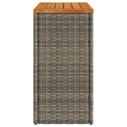 Berkfield Garden Side Table With Wooden Top Grey 58X27.5X55 Cm Poly Rattan - thumbnail 6