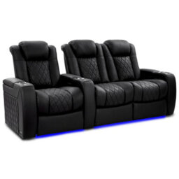 Valencia Tuscany Ultimate Luxury Edition Home Theater Recliner Row Of 3 Loveseat Right Onyx Semi Aniline Leather