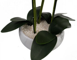 Leaf 60Cm Orchid Artificial White Marble Effect Ceramic Planter - thumbnail 5