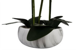 Leaf 60Cm Orchid Artificial White Marble Effect Ceramic Planter - thumbnail 6