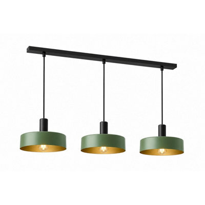 Luminosa Lighting Luminosa Haki Bar Pendant Ceiling Light Green 3X E27 - image 1