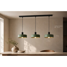 Luminosa Lighting Luminosa Haki Bar Pendant Ceiling Light Green 3X E27 - thumbnail 4