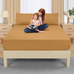 Bedlooms King Fitted Sheet 25Cm Extra Deep - Soft Microfiber Deep Pocket Elasticated Bed Fitted Sheets Ochre, 152X200 Cm - thumbnail 9