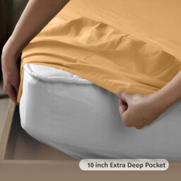 Bedlooms King Fitted Sheet 25Cm Extra Deep - Soft Microfiber Deep Pocket Elasticated Bed Fitted Sheets Ochre, 152X200 Cm - thumbnail 4