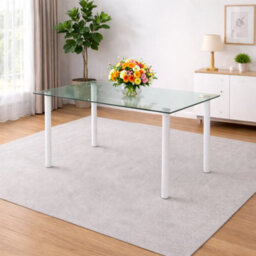 Kosy Koala Modern Clear Glass Dining Table Set With 4 Cream Plastic Chairs Dining Room Furniture - thumbnail 3