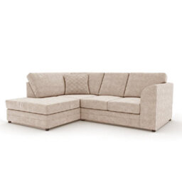 Furnishings For Less UK Quilted Soft Chenille Beige Fabric 3 To 4 Seater L Shaped Corner Sofa Beige Left Hand Facing - Full Back - thumbnail 1