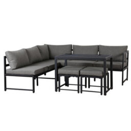 Fenchilin Garden 7 Seater Lounge Set Modular Corner Sofa With Adjustable Reclining Seating, With 2 Stools And Table - thumbnail 8