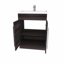 Rinse Bathrooms 600mm Floor Standing Vanity Unit With Basin Sink Cabinet Unit Bathroom Storage Units Free Standing Grey - thumbnail 4