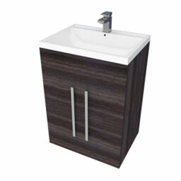 Rinse Bathrooms 600mm Floor Standing Vanity Unit With Basin Sink Cabinet Unit Bathroom Storage Units Free Standing Grey - thumbnail 2