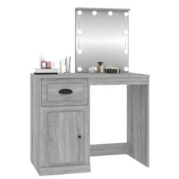 Berkfield Dressing Table With Led Grey Sonona 90X50X132.5 Cm Engineered Wood - thumbnail 4
