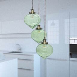First Choice Lighting Henry Antique Brass 3 Light Cluster Pendant With Green Glass Shades - thumbnail 4