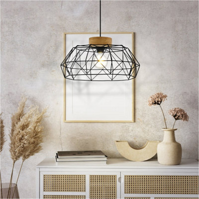 Loops Stylish Modern Black And Natural Pendant Ceiling Light For Home Interiors - image 1