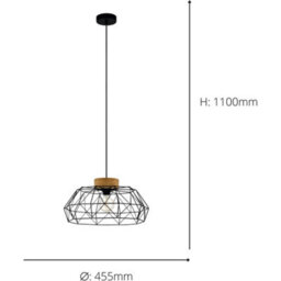 Loops Stylish Modern Black And Natural Pendant Ceiling Light For Home Interiors - thumbnail 5