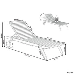 Beliani Sun Lounger Cesana Reclining Acacia Wood Light Brown - thumbnail 3