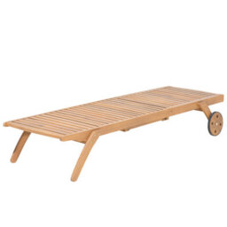 Beliani Sun Lounger Cesana Reclining Acacia Wood Light Brown - thumbnail 4