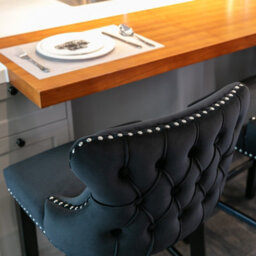 HomeTouch Set Of 4 Contemporary Velvet Upholstered Wing-Back Barstools Black - thumbnail 5