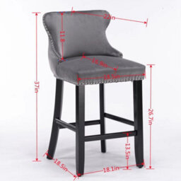 HomeTouch Set Of 4 Contemporary Velvet Upholstered Wing-Back Barstools Black - thumbnail 9