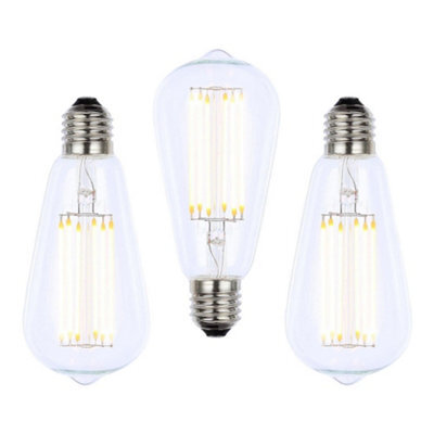 Litecraft E27 6W Pack Of 3 Warm White Vintage Filament Tear Drop Led Light Bulbs - image 1