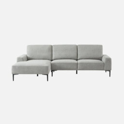 Sweeek - 3-Seater Corner Sofa Left-Hand In Fabric And Metal  Atlanta Light Grey 134X260X84 Cm - thumbnail 4