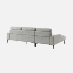 Sweeek - 3-Seater Corner Sofa Left-Hand In Fabric And Metal  Atlanta Light Grey 134X260X84 Cm - thumbnail 5