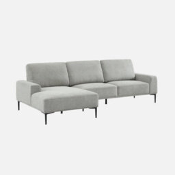Sweeek - 3-Seater Corner Sofa Left-Hand In Fabric And Metal  Atlanta Light Grey 134X260X84 Cm - thumbnail 3
