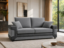 Denno Jumbo Cord Sofa - Grey 3 Seater