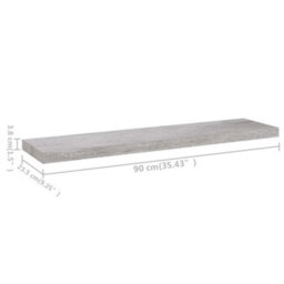 Vidaxl Floating Wall Shelves 2 Pcs Concrete Grey 90X23.5X3.8 Cm Mdf - thumbnail 8