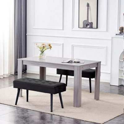 Kosy Koala Modern Rectangle Grey Dining Table Set With 2 Black Velvet Benches Dining Room Furniture - image 1
