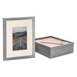 "Nicola Spring Photo Frames With 4"" X 6"" Mount - 8"" X 10"" - Grey/ivory - Pack Of 5" - thumbnail 1