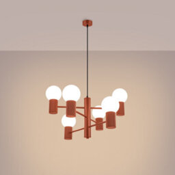 Luminosa Lighting Luminosa Halo Multi Arm Pendant Ceiling Light Red Ochre 6X G9 - thumbnail 3