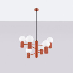 Luminosa Lighting Luminosa Halo Multi Arm Pendant Ceiling Light Red Ochre 6X G9 - thumbnail 2