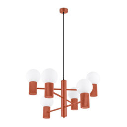 Luminosa Lighting Luminosa Halo Multi Arm Pendant Ceiling Light Red Ochre 6X G9