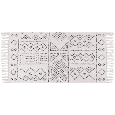 Beliani Hand-Woven Wool Rug Aztec Off-White Black 80 X 150 Cm - image 1