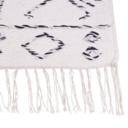 Beliani Hand-Woven Wool Rug Aztec Off-White Black 80 X 150 Cm - thumbnail 7