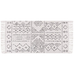 Beliani Hand-Woven Wool Rug Aztec Off-White Black 80 X 150 Cm - thumbnail 1