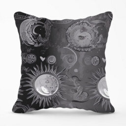 Warren Reed Designer Black Grey Abstract Sun And Moon Outdoor Cushion 45Cm X 45Cm - thumbnail 1