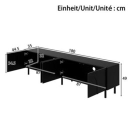 Btm 3D Curved Lines, Tv Cabinet Lowboard, Four Doors, Two Separate Storage Compartments, Metal Legs, Living Room - thumbnail 3