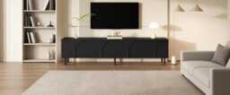 Btm 3D Curved Lines, Tv Cabinet Lowboard, Four Doors, Two Separate Storage Compartments, Metal Legs, Living Room - thumbnail 6