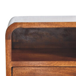Artisan Furniture Solid Wood Extra Mini Wall Mounted Curved Chestnut Bedside With Open Slot - thumbnail 4